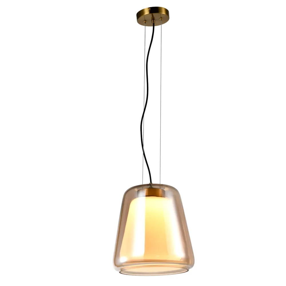 Pendente Alma conhaque e dourado Bella Iluminação